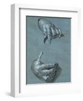 Hands, Two Studies, Chalk Drawing on Blue Paper-Albrecht Dürer-Framed Giclee Print