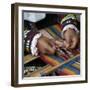 Hands weaving colorful fabric, Cusco, Peru-Design Pics-Framed Photographic Print