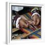 Hands weaving colorful fabric, Cusco, Peru-Design Pics-Framed Photographic Print