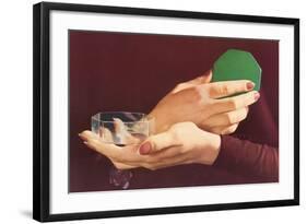 Hands with Hexagonal Plastic Container-null-Framed Art Print