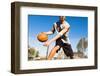 Handsome Male Playing Basketball Outdoor-PKpix-Framed Photographic Print