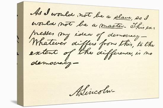 Handwriting and Signature of Abraham Lincoln-null-Stretched Canvas