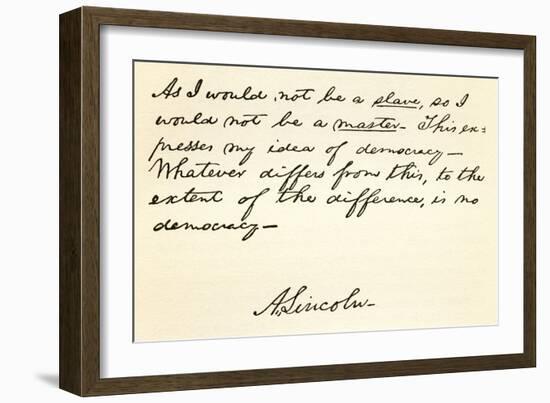 Handwriting and Signature of Abraham Lincoln-null-Framed Giclee Print