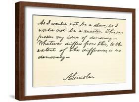 Handwriting and Signature of Abraham Lincoln-null-Framed Giclee Print