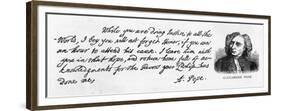 Handwriting and Signature of Alexander Pope from a Letter to Lord Halifax Asking Him Not to…-Alexander Pope-Framed Giclee Print