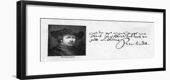 Handwriting and Signature of Rembrandt from a Letter to Constantine Huygens Requesting Payment of…-Rembrandt van Rijn-Framed Giclee Print