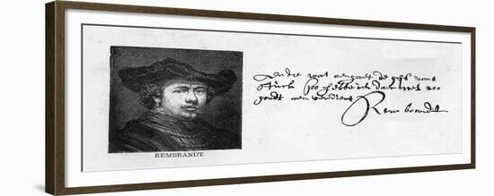 Handwriting and Signature of Rembrandt from a Letter to Constantine Huygens Requesting Payment of…-Rembrandt van Rijn-Framed Giclee Print