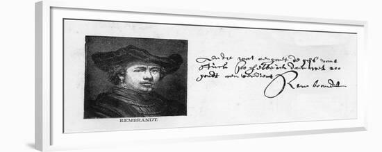 Handwriting and Signature of Rembrandt from a Letter to Constantine Huygens Requesting Payment of…-Rembrandt van Rijn-Framed Giclee Print