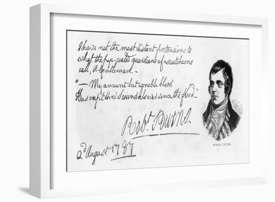 Handwriting and Signature of Robert Burns, 1787-Robert Burns-Framed Giclee Print