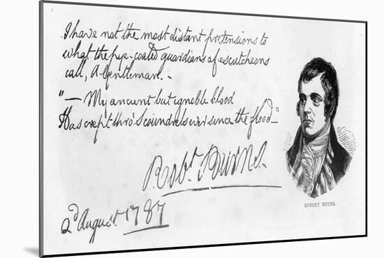 Handwriting and Signature of Robert Burns, 1787-Robert Burns-Mounted Giclee Print