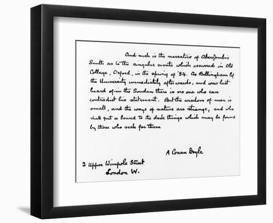 Handwriting Sample: Arthur Conan Doyle, 1925-null-Framed Art Print
