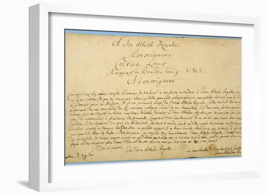 Handwritten Dedication of 'Brandenburger Concertos' to Christian Ludwig, Margrave of Brandenburg-Johann Sebastian Bach-Framed Giclee Print