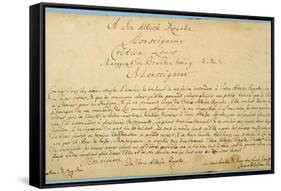 Handwritten Dedication of 'Brandenburger Concertos' to Christian Ludwig, Margrave of Brandenburg-Johann Sebastian Bach-Framed Stretched Canvas