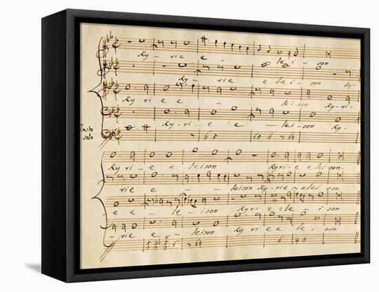 Handwritten Music Score of Mass for Four Voices, Kyrie Eleison-Giovanni Pierluigi da Palestrina-Framed Stretched Canvas