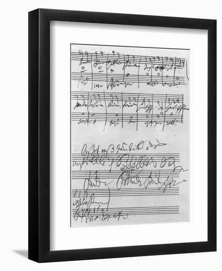 Handwritten Musical Score (Ink on Paper)-Ludwig Van Beethoven-Framed Premium Giclee Print