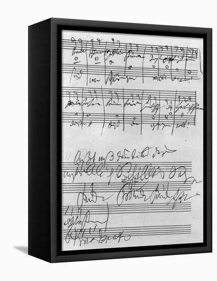 Handwritten Musical Score (Ink on Paper)-Ludwig Van Beethoven-Framed Stretched Canvas