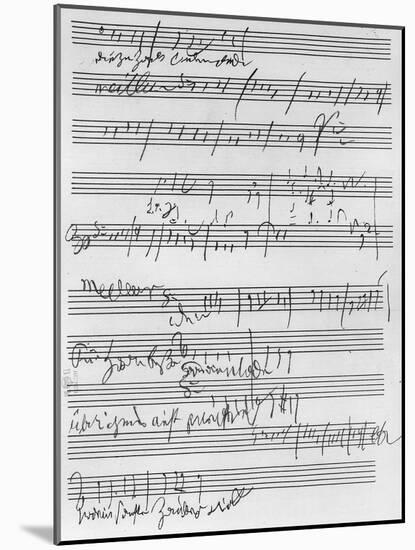 Handwritten Musical Score (Ink on Paper)-Ludwig Van Beethoven-Mounted Giclee Print