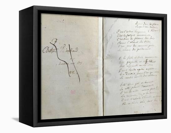 Handwritten Pages from "Romances Sans Paroles" with Crossed out Dedication to Arthur Rimbaud, 1873-Paul Verlaine-Framed Stretched Canvas