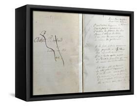 Handwritten Pages from "Romances Sans Paroles" with Crossed out Dedication to Arthur Rimbaud, 1873-Paul Verlaine-Framed Stretched Canvas