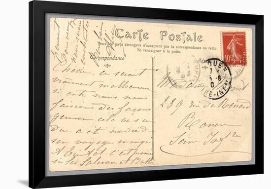 Handwritten Postcard Sent to Madame J. Monet (Ink on Paper) (Verso for Recto See 233965)-French-Framed Giclee Print