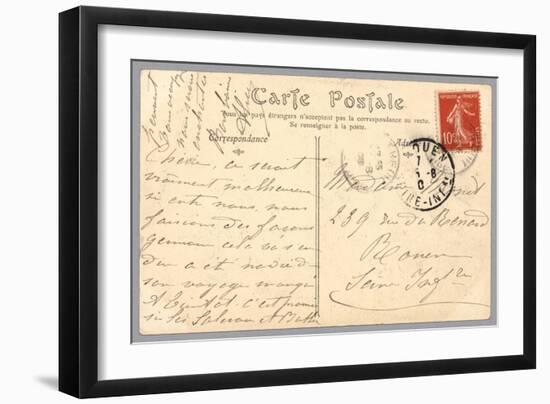 Handwritten Postcard Sent to Madame J. Monet (Ink on Paper) (Verso for Recto See 233965)-French-Framed Giclee Print