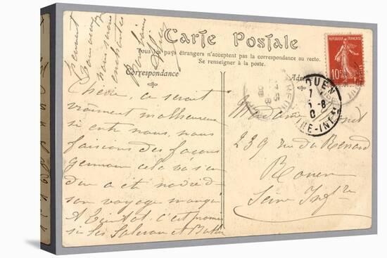 Handwritten Postcard Sent to Madame J. Monet (Ink on Paper) (Verso for Recto See 233965)-French-Stretched Canvas