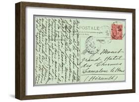 Handwritten Postcard Sent to Madame Monet (Ink on Paper) (Verso for Recto See 233968)-French-Framed Giclee Print