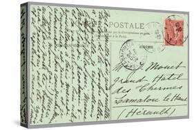 Handwritten Postcard Sent to Madame Monet (Ink on Paper) (Verso for Recto See 233968)-French-Stretched Canvas
