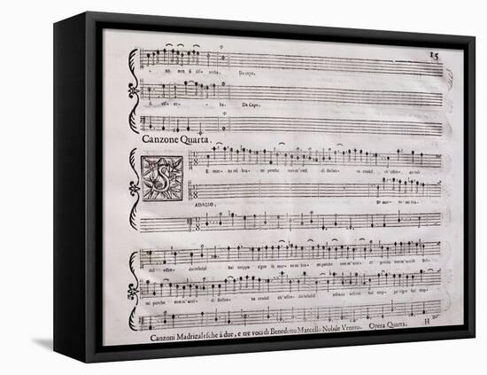 Handwritten Score for Madrigalesque Songs and Chamber Arias for Two, Three and Four Voices-Benedetto Marcello-Framed Stretched Canvas