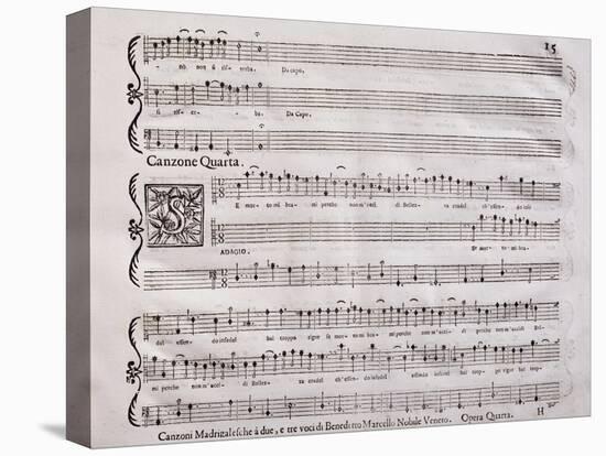 Handwritten Score for Madrigalesque Songs and Chamber Arias for Two, Three and Four Voices-Benedetto Marcello-Stretched Canvas