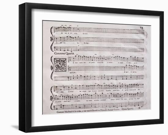 Handwritten Score for Madrigalesque Songs and Chamber Arias for Two, Three and Four Voices-Benedetto Marcello-Framed Giclee Print