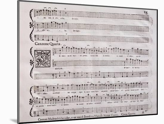 Handwritten Score for Madrigalesque Songs and Chamber Arias for Two, Three and Four Voices-Benedetto Marcello-Mounted Giclee Print