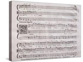 Handwritten Score for Madrigalesque Songs and Chamber Arias for Two, Three and Four Voices-Benedetto Marcello-Stretched Canvas