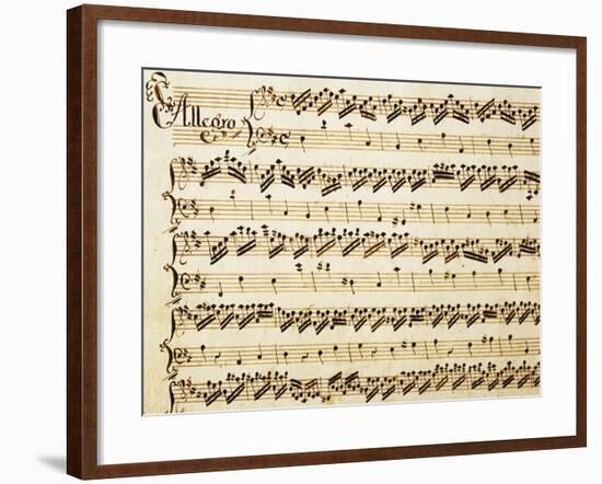 Handwritten Sheet Music for the Sonata Prima for Violin and Bass, Allegro Assai-Giuseppe Tartini-Framed Giclee Print