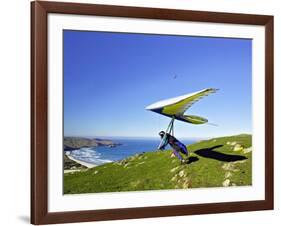 Hang Glider, Otago Peninsula, South Island, New Zealand-David Wall-Framed Photographic Print