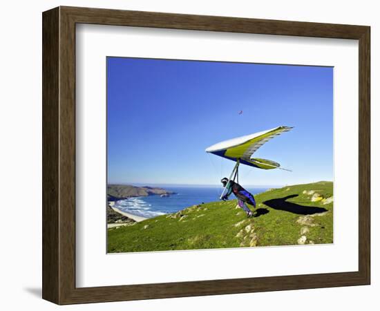 Hang Glider, Otago Peninsula, South Island, New Zealand-David Wall-Framed Photographic Print