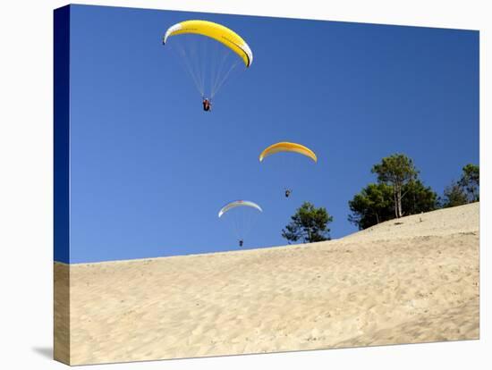 Hang Gliders over Dune Du Pyla, Bay of Arcachon, Cote D'Argent, Gironde, Aquitaine, France, Europe-Groenendijk Peter-Stretched Canvas