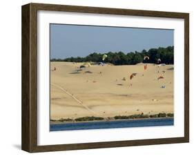 Hang Gliders over the Dune Du Pyla, Bay of Arcachon, Cote D'Argent, Gironde, Aquitaine, France-Groenendijk Peter-Framed Photographic Print