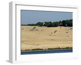 Hang Gliders over the Dune Du Pyla, Bay of Arcachon, Cote D'Argent, Gironde, Aquitaine, France-Groenendijk Peter-Framed Photographic Print