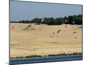 Hang Gliders over the Dune Du Pyla, Bay of Arcachon, Cote D'Argent, Gironde, Aquitaine, France-Groenendijk Peter-Mounted Photographic Print