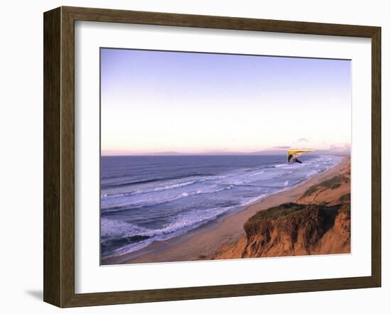 Hang Gliding off Beach in Monterey, California, USA-Georgienne Bradley-Framed Photographic Print