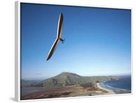 Hang Gliding on Coastline, New Zealand-David Wall-Framed Photographic Print