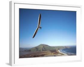 Hang Gliding on Coastline, New Zealand-David Wall-Framed Photographic Print