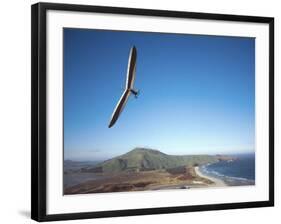 Hang Gliding on Coastline, New Zealand-David Wall-Framed Photographic Print