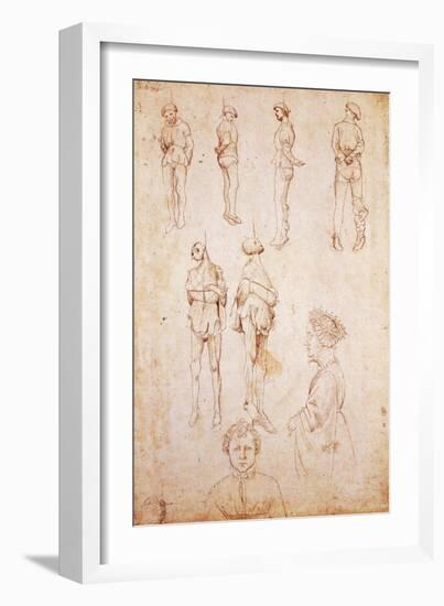 Hanged Men and Two Portraits, Study for Saint George and the Princess, C.1430-Antonio Pisanello-Framed Giclee Print