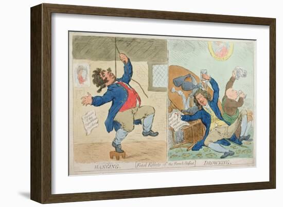 Hanging and Drowning, or Fatal Effects of the French Defeat, Published by Hannah Humphrey in 1795-James Gillray-Framed Giclee Print
