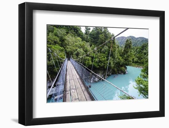 Hanging Bridge Above the Turquoise Water in the Hokitika Gorge, West Coast, South Island-Michael Runkel-Framed Photographic Print