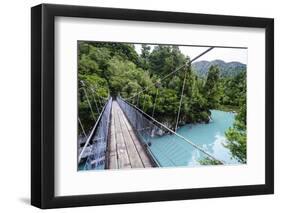 Hanging Bridge Above the Turquoise Water in the Hokitika Gorge, West Coast, South Island-Michael Runkel-Framed Photographic Print