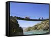 Hanging Bridge Across the River, Shigatse, Tibet, China-Keren Su-Framed Stretched Canvas