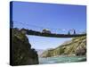 Hanging Bridge Across the River, Shigatse, Tibet, China-Keren Su-Stretched Canvas